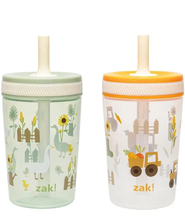 Main image of Kelso Toddler Cups For Travel or At Home, 15oz 2-Pack Durable Plastic Sippy Cups With Leak-Proof Design is Perfect For Kids (Silly Goose, Harvest)