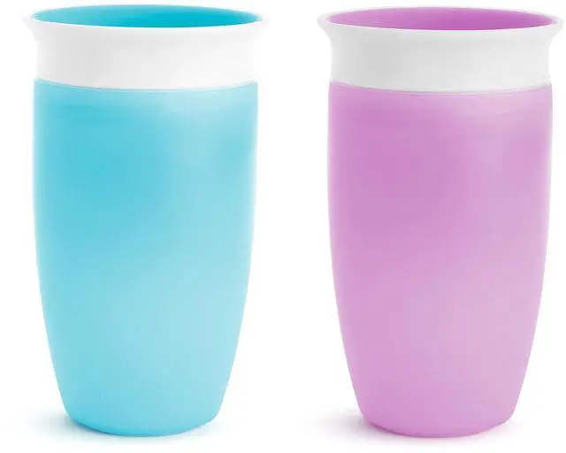 Main image of Sippy Cups for Toddlers 1-3, Spill Proof Miracle 360 Cup, 10 Ounce, 2 Pack, Blue/Purple