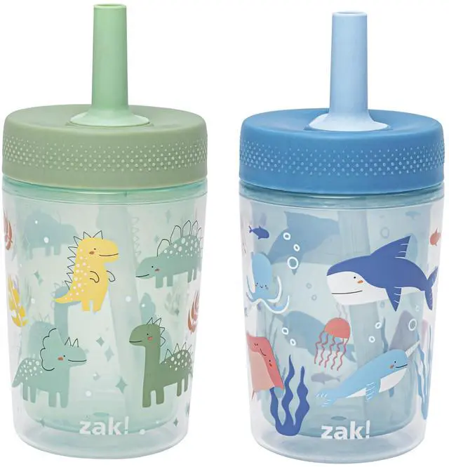 Main image of Dino and Bubble Bay Capri 9oz Leak-Proof Toddler Cups, 2-Pack