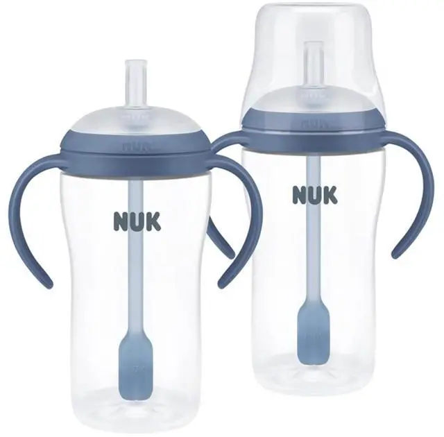 Main image of Perfect Match Learner Straw Cup, 8 oz, 2 pack Soft Straw, Easy-Grip Handles, BPA Free, Spill Proof Transition Sippy Cup