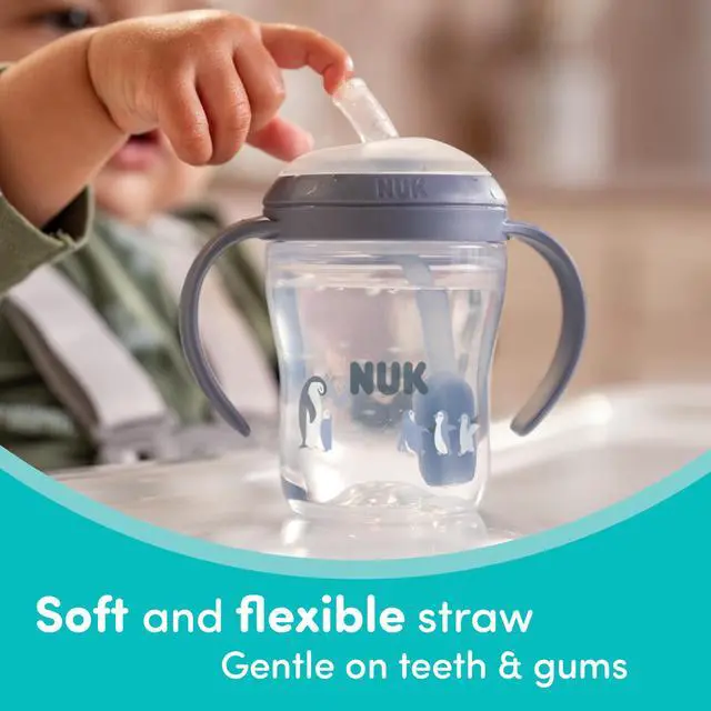 Alt view image 3 of 7 - Perfect Match Learner Straw Cup, 8 oz, 2 pack Soft Straw, Easy-Grip Handles, BPA Free, Spill Proof Transition Sippy Cup