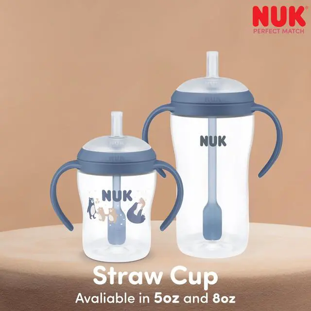 Alt view image 7 of 7 - Perfect Match Learner Straw Cup, 8 oz, 2 pack Soft Straw, Easy-Grip Handles, BPA Free, Spill Proof Transition Sippy Cup