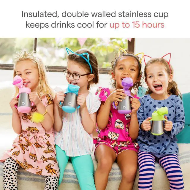 Alt view image 2 of 7 - Cool Cat Sippy Cup with Straw for Toddlers, Stainless Steel Straw Cup, 8 Ounce, Purple