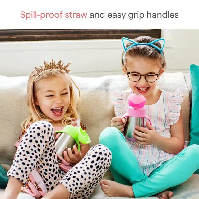 Alt view image 3 of 7 - Cool Cat Sippy Cup with Straw for Toddlers, Stainless Steel Straw Cup, 8 Ounce, Purple