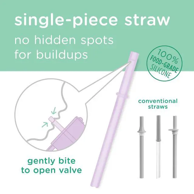 Alt view image 2 of 7 - Silicone Tumbler with Handle & Straw, Toddler Sippy Cup, Lilac 11oz