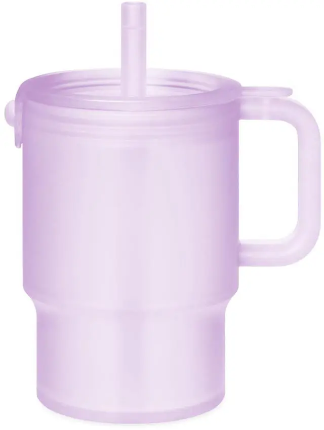 Main image of Silicone Tumbler with Handle & Straw, Toddler Sippy Cup, Lilac 11oz
