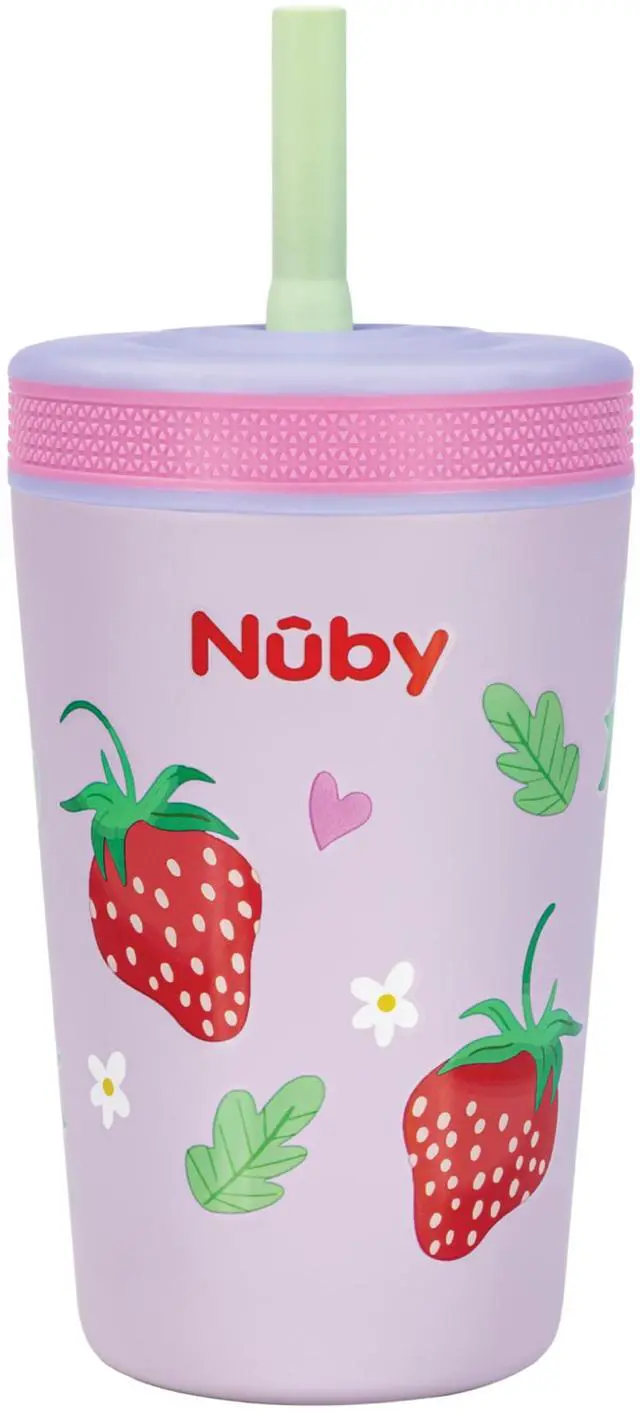 Main image of Thirsty Kids Insulated Toddler Cup with Silicone Flexstraw - 12 oz - Stainless Steel and Leak-Resistant - 18+ Months - Strawberries