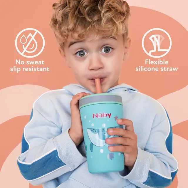 Alt view image 5 of 7 - Thirsty Kids Insulated Toddler Cup with Silicone Flexstraw - 12 oz - Stainless Steel and Leak-Resistant - 18+ Months - Strawberries
