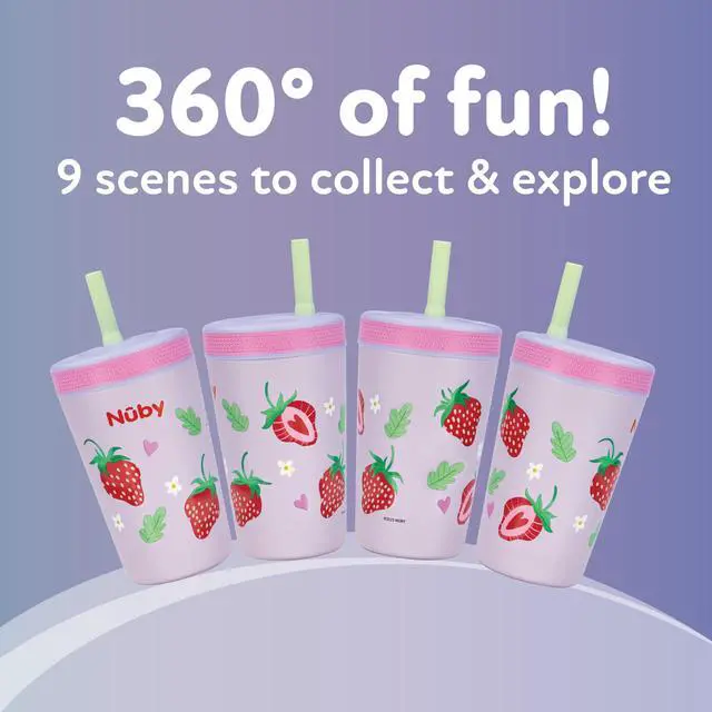 Alt view image 7 of 7 - Thirsty Kids Insulated Toddler Cup with Silicone Flexstraw - 12 oz - Stainless Steel and Leak-Resistant - 18+ Months - Strawberries