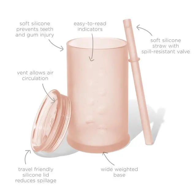 Alt view image 2 of 7 - Silicone Straw Sippy Cup for Toddlers 1-3, Unbreakable, Coral 9oz