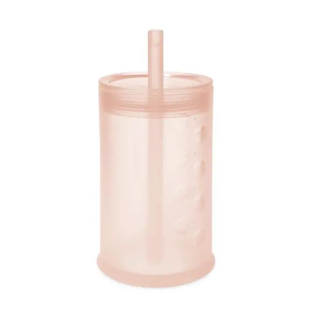 Main image of Silicone Straw Sippy Cup for Toddlers 1-3, Unbreakable, Coral 9oz