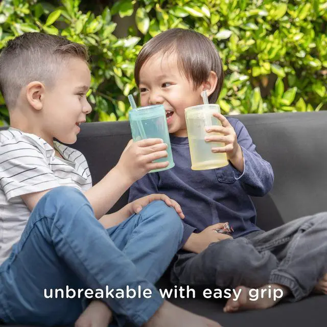 Alt view image 7 of 7 - Silicone Straw Sippy Cup for Toddlers 1-3, Unbreakable, Coral 9oz