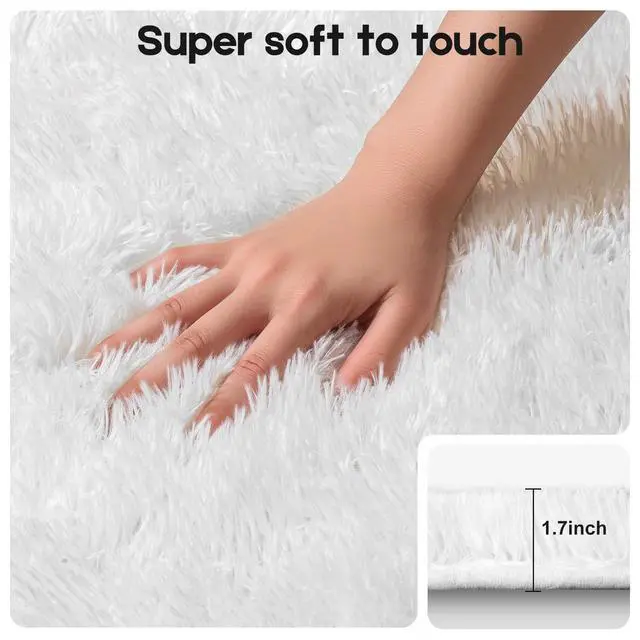 Alt view image 3 of 6 - 2x3 Cream White Fluffy Small Area Rugs for Bedroom Living Room