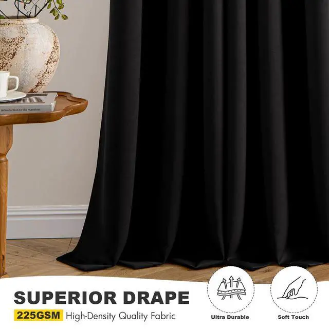 Alt view image 5 of 7 - Blackout Curtains for Bedroom 2 Panels 40 x 63 Inch Long Black