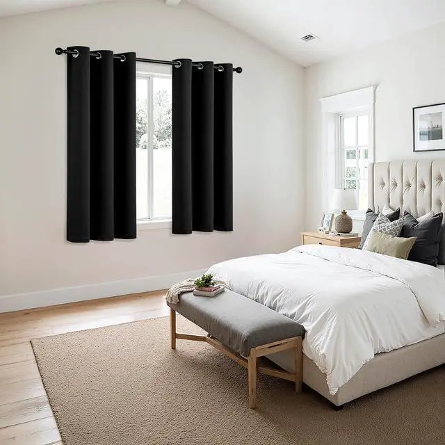 Alt view image 6 of 7 - Blackout Curtains for Bedroom 2 Panels 40 x 63 Inch Long Black