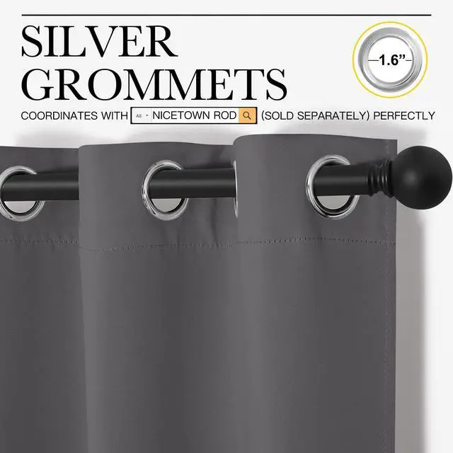 Alt view image 2 of 7 - Thermal Insulated Grommet Blackout Curtains for Bedroom (2 Panels, W42 x L63 -Inch, Grey)