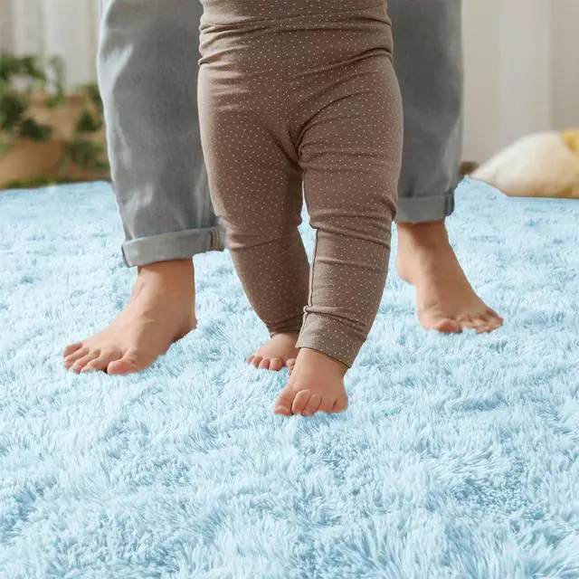 Alt view image 7 of 7 - Area Rugs for Bedroom, 2x3 Door Mat Washable Small Light Blue Bedside Rug,Fluffy Shaggy Entryway Rugs for Living Room, Shag Indoor Floor Carpet for Kids Boy and Girls, Home Decor Aesthetic