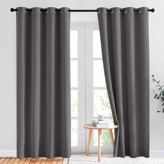 Main image of Gray Blackout Curtains for Bedroom 84 inches Long - Thermal Drapes Grommet Room Darkening Light Blocking Curtains Window Treatments for Living Room (2 Panels, W52 x L84, Grey)