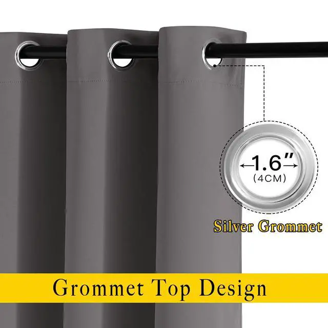 Alt view image 2 of 7 - Gray Blackout Curtains for Bedroom 84 inches Long - Thermal Drapes Grommet Room Darkening Light Blocking Curtains Window Treatments for Living Room (2 Panels, W52 x L84, Grey)
