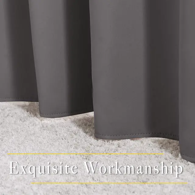Alt view image 6 of 7 - Gray Blackout Curtains for Bedroom 84 inches Long - Thermal Drapes Grommet Room Darkening Light Blocking Curtains Window Treatments for Living Room (2 Panels, W52 x L84, Grey)