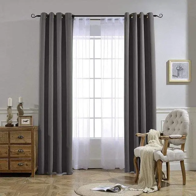 Alt view image 7 of 7 - Gray Blackout Curtains for Bedroom 84 inches Long - Thermal Drapes Grommet Room Darkening Light Blocking Curtains Window Treatments for Living Room (2 Panels, W52 x L84, Grey)