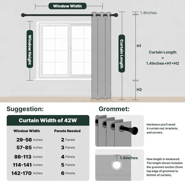 Alt view image 2 of 7 - Blackout Curtains for Bedroom Thermal Insulated Room Darkening Living Room Curtains 63 Inch Long Grommet Privacy Protection Window Curtain Panels/Drapes for Nursery,2 Panels,Ivory/Cream