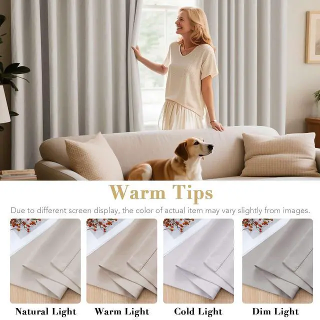 Alt view image 5 of 7 - Blackout Curtains for Bedroom Thermal Insulated Room Darkening Living Room Curtains 63 Inch Long Grommet Privacy Protection Window Curtain Panels/Drapes for Nursery,2 Panels,Ivory/Cream