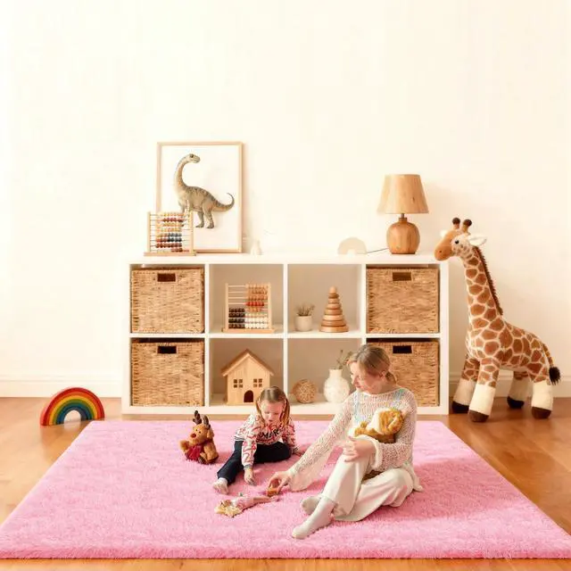 Main image of Pink Rug for Bedroom, 4x6 Fluffy Area Rugs for Living Room