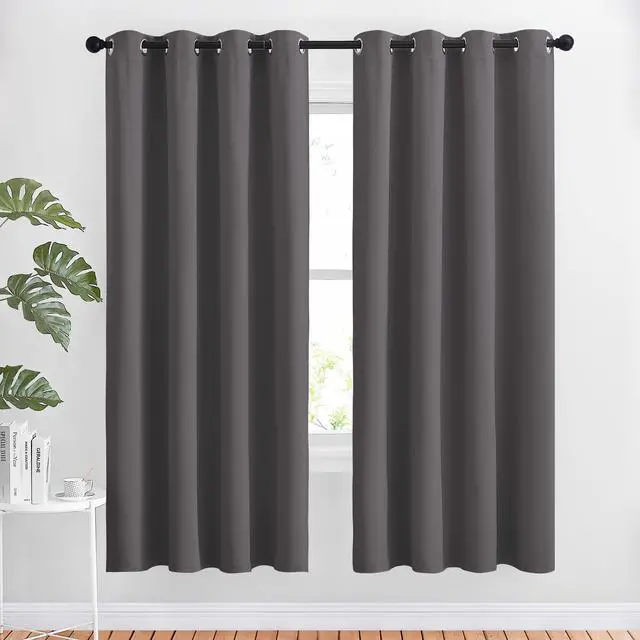 Main image of Blackout Thermal Curtains Panels 72 inch Length - Grommet Noise Reducing Room Darkening Solid Window Drapes for Bedroom/Living Room (2 Panels, 52 x 72 Inch, Gray)