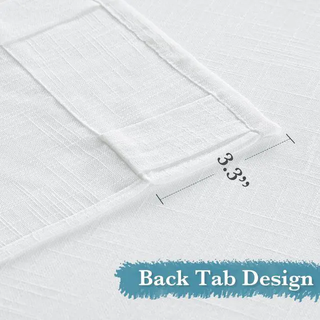 Alt view image 3 of 7 - White Curtains Sheer - Linen Texture Sheer Window Covering, Light & Airy Translucent Panels for Bedroom Living Room Patio Glass Door, 52 inch Width x 95 inch Length, Set of 2