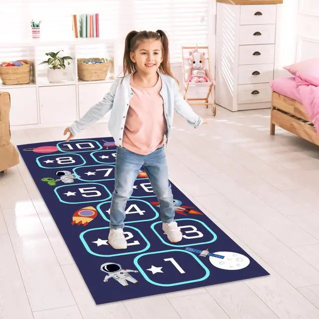 Alt view image 5 of 7 - Hopscotch Rug, Hop Scotch Inside Rug for Kids, Hopscotch Mat, Non-Slip and Durable, Easy to Clean Carry, for Bedrooms, Living Rooms, Daycare Centers, Preschools, Playrooms and Other Places
