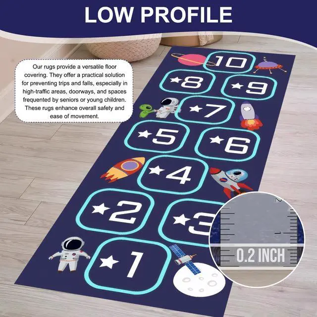 Alt view image 7 of 7 - Hopscotch Rug, Hop Scotch Inside Rug for Kids, Hopscotch Mat, Non-Slip and Durable, Easy to Clean Carry, for Bedrooms, Living Rooms, Daycare Centers, Preschools, Playrooms and Other Places