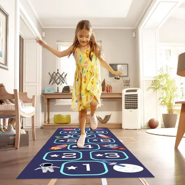Alt view image 6 of 7 - Hopscotch Rug, Hop Scotch Inside Rug for Kids, Hopscotch Mat, Non-Slip and Durable, Easy to Clean Carry, for Bedrooms, Living Rooms, Daycare Centers, Preschools, Playrooms and Other Places