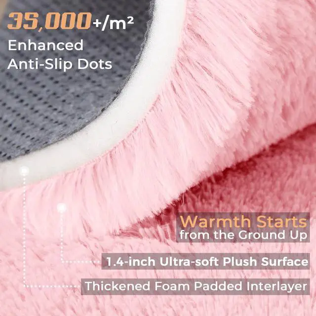 Alt view image 2 of 7 - 3x5 Pink Rugs for Bedroom, Ultra-Soft Fluffy Area Rugs for Living Room, 3 x 5 Shag Carpet for Nursery, Kids, Girl, Boy, Baby, Plush, Fuzzy, Shaggy, Cute Home Decor