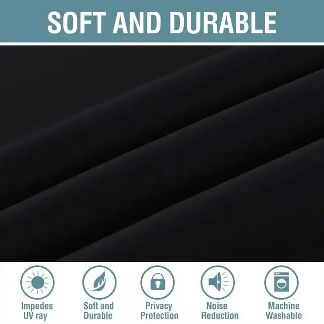 Alt view image 4 of 7 - 100% Blackout Curtains for Bedroom Black Out Curtains 96 inch Thermal Insulated Long Blackout Curtains for Living Room, Energy Saving Curtains for Patio Door Grommet (1 Panel, Jet Black)