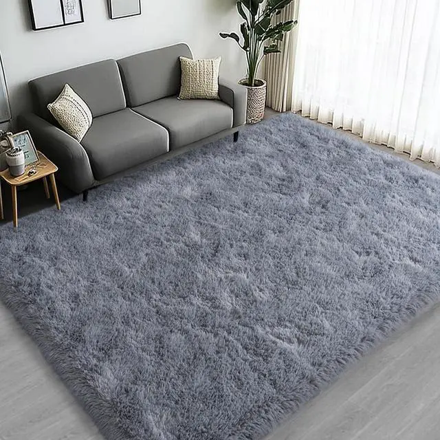 Main image of Large Area Rugs for Living Room Bedroom 4x6 Grey Fluffy Shag Rugs