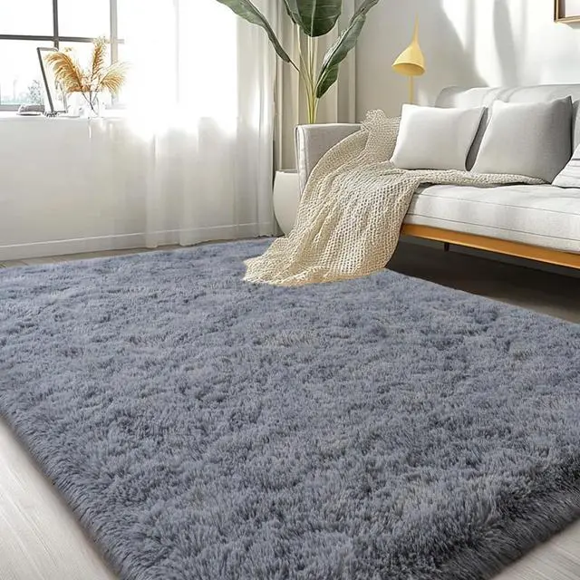 Alt view image 4 of 7 - Large Area Rugs for Living Room Bedroom 4x6 Grey Fluffy Shag Rugs