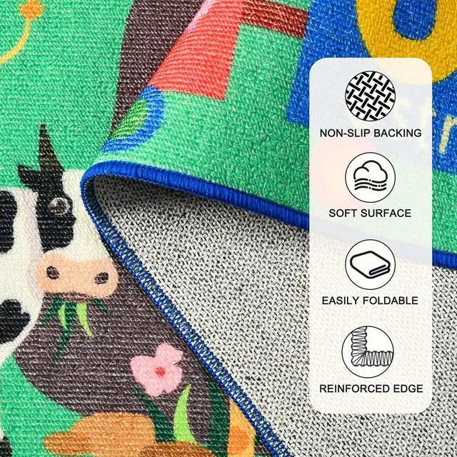 Alt view image 4 of 7 - Kids Rug for Playroom, 3x5 ABC Educational Carpet for Classroom, Fun Alphabet Area Rugs for Learn Numbers Season Animal Weather and Shapes Playmat for Girls Boys Room Nursery Decor