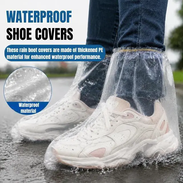 Alt view image 2 of 7 - 16 PCS Waterproof Shoe Covers for Rain With Non-Slip Thickened PE Material, Plastic Rain Boot Covers for Rainy or Snowy Days, Clear Shoe Ponchos for Men and Women
