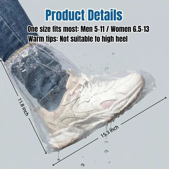 Alt view image 3 of 7 - 16 PCS Waterproof Shoe Covers for Rain With Non-Slip Thickened PE Material, Plastic Rain Boot Covers for Rainy or Snowy Days, Clear Shoe Ponchos for Men and Women