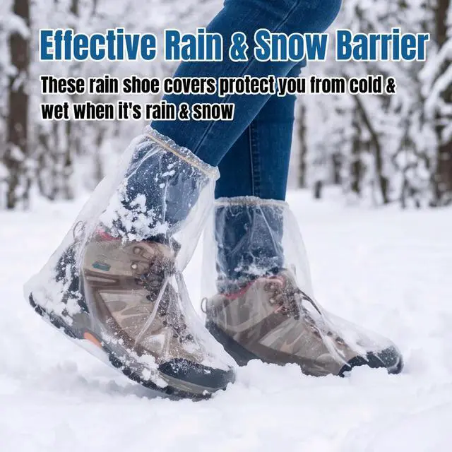 Alt view image 7 of 7 - 16 PCS Waterproof Shoe Covers for Rain With Non-Slip Thickened PE Material, Plastic Rain Boot Covers for Rainy or Snowy Days, Clear Shoe Ponchos for Men and Women