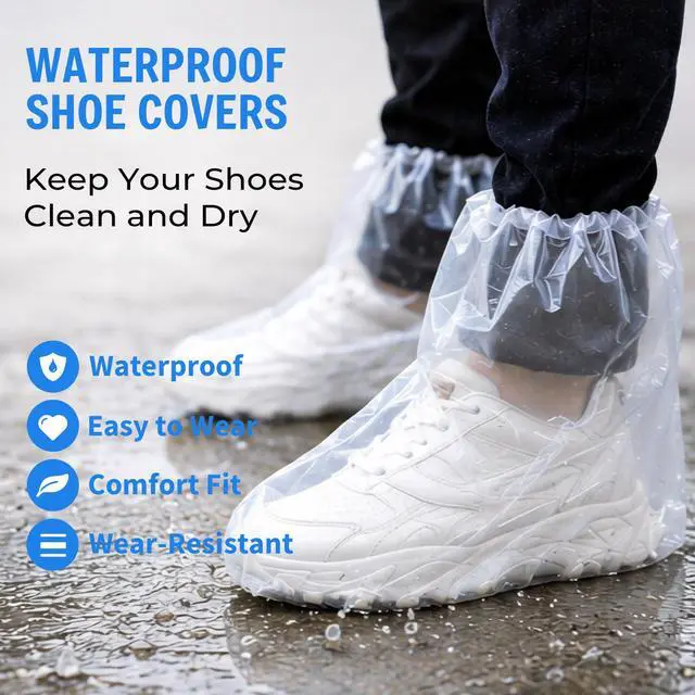 Alt view image 2 of 7 - 40 Pcs Waterproof Shoe Covers Boot Covers For Rain Indoor Outdoor, Plastic Non Slip Shoes Protector For Men And Women,Thick And Durable Household Cleaning Foot Covers (Clear)