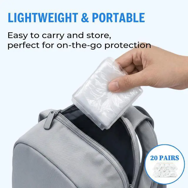 Alt view image 4 of 7 - 40 Pcs Waterproof Shoe Covers Boot Covers For Rain Indoor Outdoor, Plastic Non Slip Shoes Protector For Men And Women,Thick And Durable Household Cleaning Foot Covers (Clear)