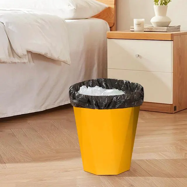 Alt view image 3 of 7 - Plastic Trash Can - Waste basketbin for Office,Home,Bathroom,Kitchen - 1.8 Gallon - Yellow