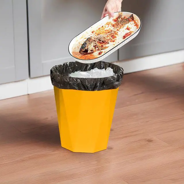 Alt view image 4 of 7 - Plastic Trash Can - Waste basketbin for Office,Home,Bathroom,Kitchen - 1.8 Gallon - Yellow