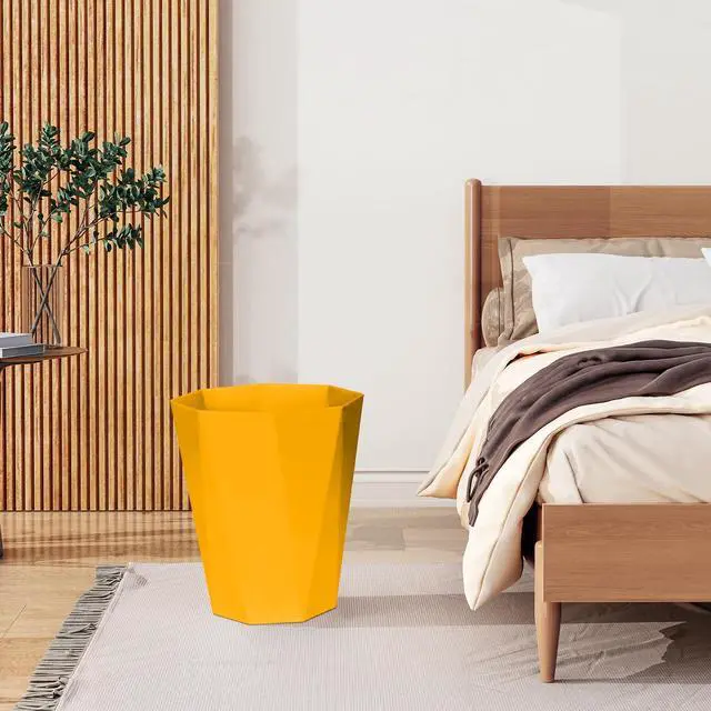 Alt view image 6 of 7 - Plastic Trash Can - Waste basketbin for Office,Home,Bathroom,Kitchen - 1.8 Gallon - Yellow