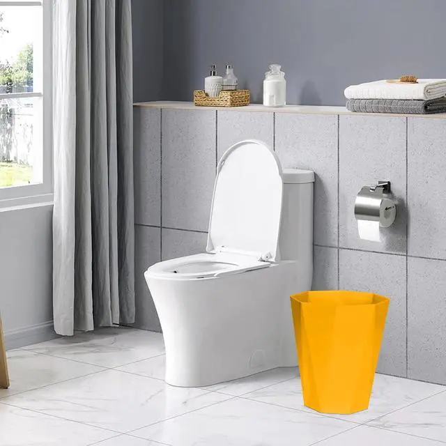Alt view image 7 of 7 - Plastic Trash Can - Waste basketbin for Office,Home,Bathroom,Kitchen - 1.8 Gallon - Yellow
