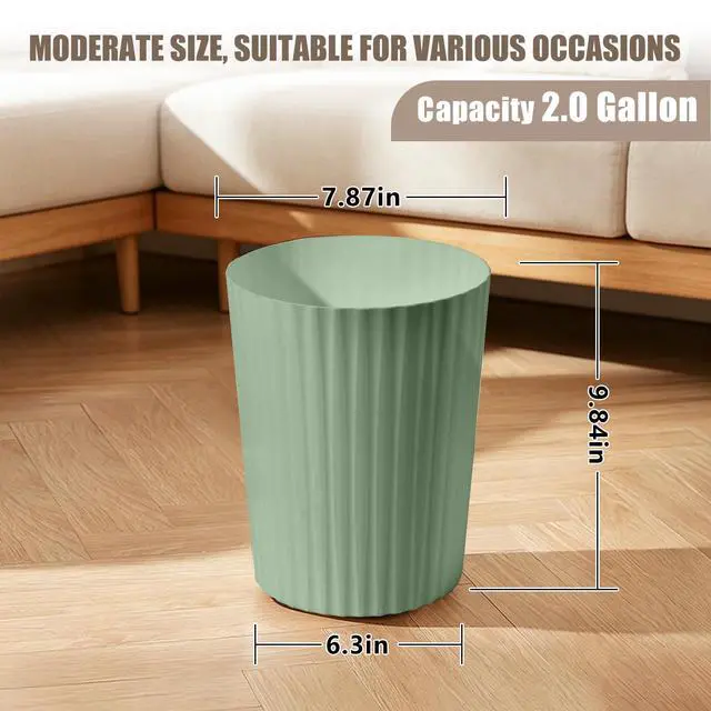 Alt view image 2 of 7 - Hand Trash Can - Small Waste basketbin - 2 Gallon- for Office,Home,Bathroom,Kitchen - Green