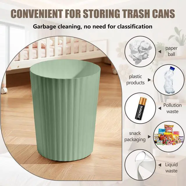 Alt view image 4 of 7 - Hand Trash Can - Small Waste basketbin - 2 Gallon- for Office,Home,Bathroom,Kitchen - Green