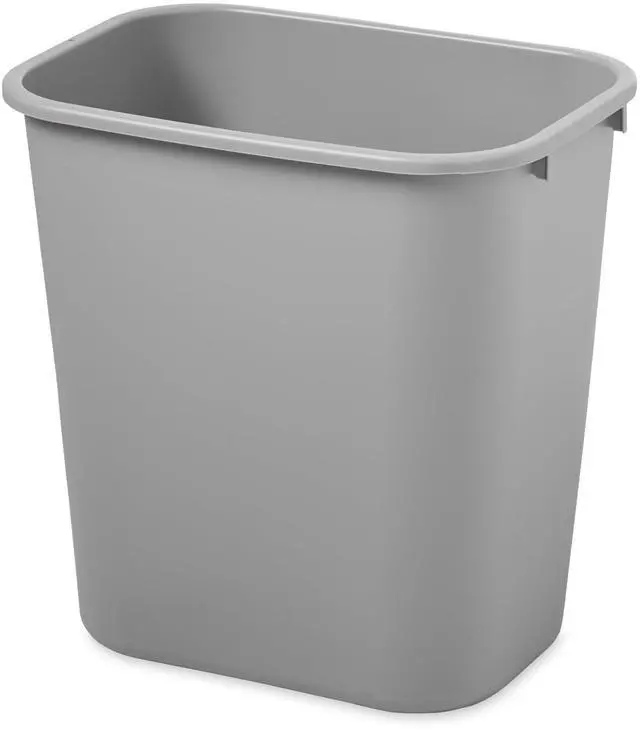 Main image of Resin Wastebasket/Trash Can, 7-Gallon/28-Quart, Gray, Plastic, for Bedroom/Bathroom/Office, Fits Under Desk/Sink/Cabinet